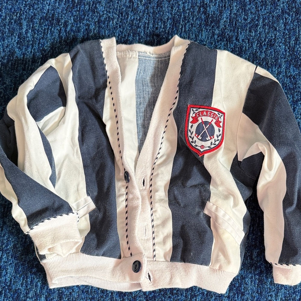 Vintage Striped Cardigan with Patch